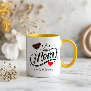 Mom Love Accent Coffee Mug - Perfect Gift for Mother&#39;s Day, Birthdays, Special Moments, Tea Lovers, Personalized Mug for Mom Family Gift.