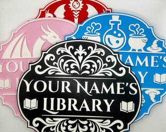Letrero de biblioteca personalizado / Decoración personalizada para estantería de rincón de libros