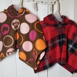 Fleece Poncho Kids 0-6 Month Versatile Handmade  w/ a Full Hood, Warm, Perfect for Travel, Couch Potato Blanket