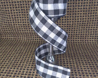 Wired Jumbo Ribbon Black/White Check Brand New 2 1/2in by 75ft (6.3cm by 22.8m) 100% Polyester