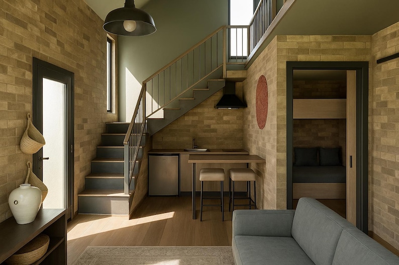 Modern 2 Bedroom Cabin Loft Barn House Floor Plan for Tiny House Living ...