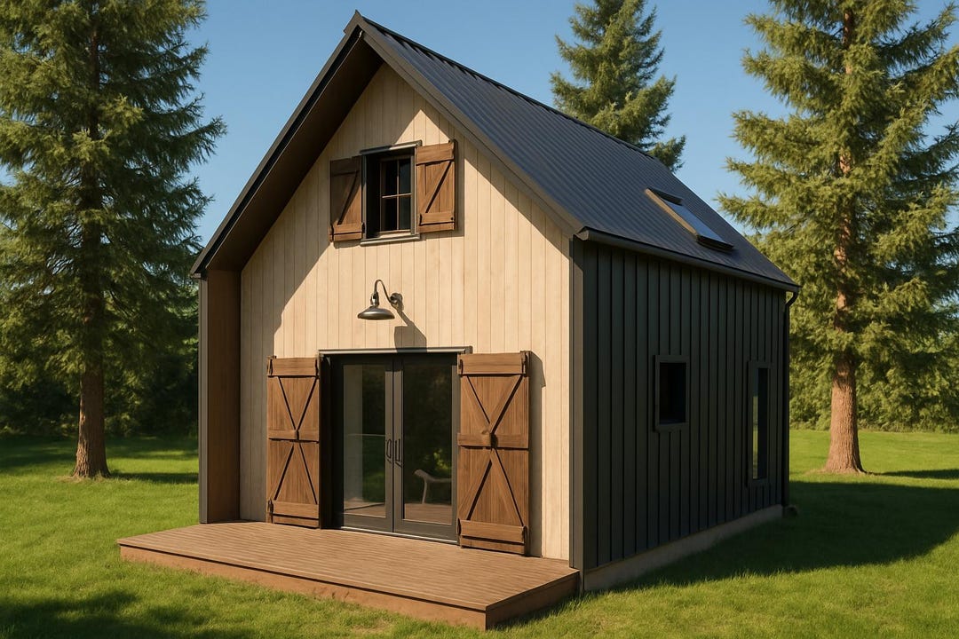 Modern 2 Bedroom Cabin Loft Barn House Floor Plan for Tiny House Living ...