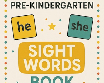 Pre-Kindergarten Sight Words Workbook: Printable PDF for Early Reading Practice, Tracing & Coloring Activities