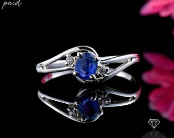 Sterling Silver Kyanite Ring: Minimalist Blue Gemstone Promise Ring