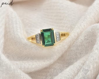 Classic Emerald Cut Ring | Sterling Silver May Birthstone Jewelry for Her