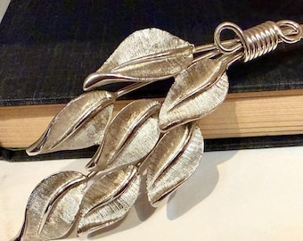 Vintage Signed Kramer Silver Leaf Brooch