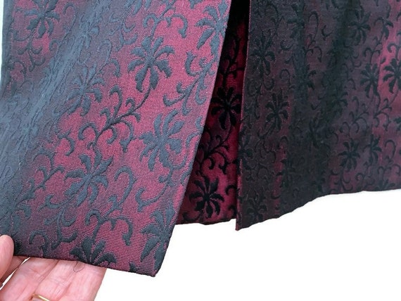Women's Silk Skirt in Wine Red with Black Floral … - image 5