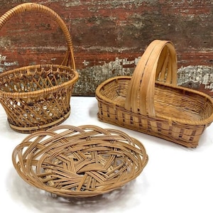 Collezione di cestini in miniatura, set di 3 piccoli cestini in vimini intrecciati per gioielli, cianfrusaglie, decorazioni per cottage e fattorie