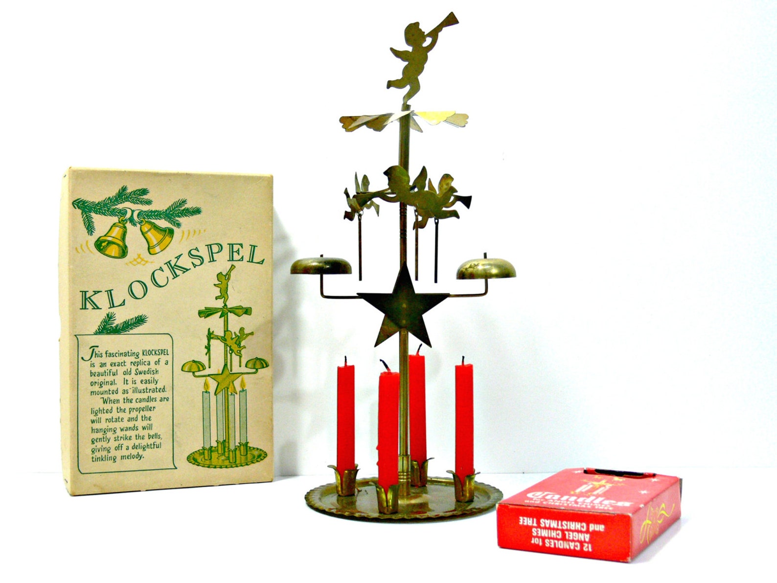 Vintage Swedish Angel Chimes with Candles Brass Christmas Etsy