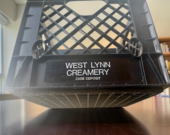 Black Plastic Milk Crate: Vintage Creamery Bin for Storage, LPs