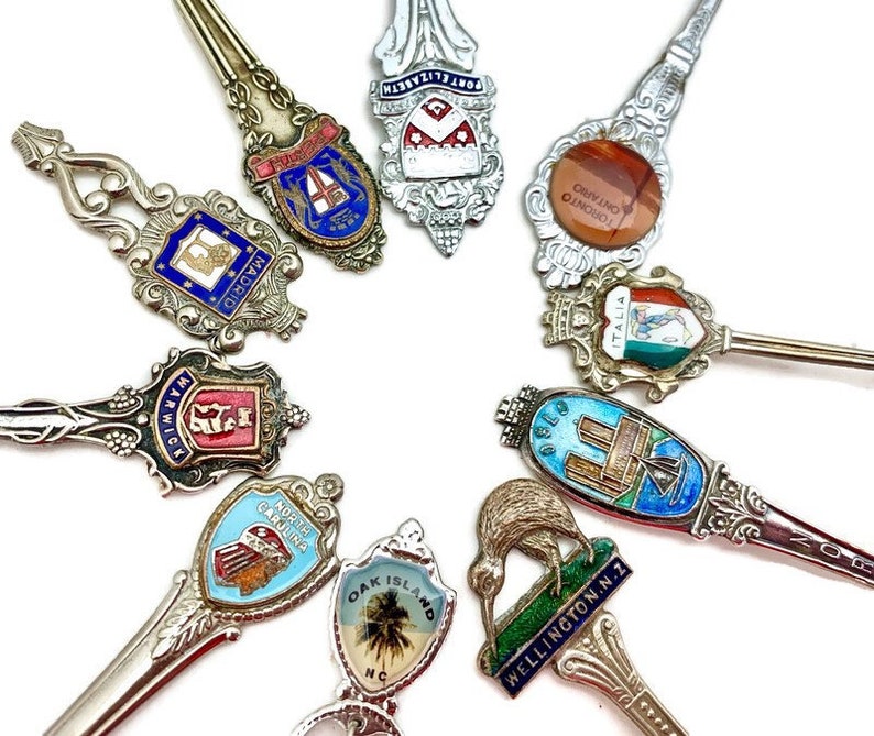 Souvenir Spoon Collection With Enameled Handles Lot of 10 Etsy