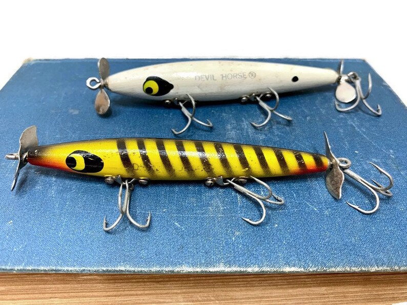 Señuelos de pesca de madera conjunto de 2 Vintage Smithwick | Etsy