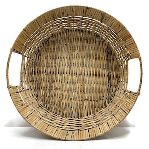 Woven Wicker Tray with Handles, Large 17.5” Vintage Tray for Display or Wall Decor