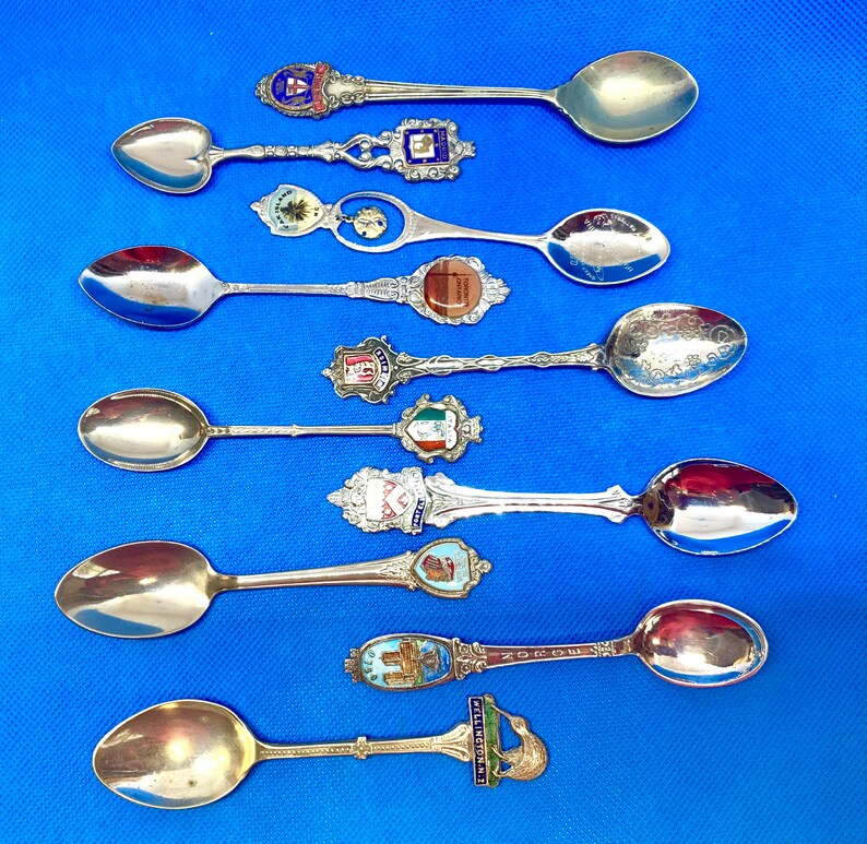 Souvenir Spoon Collection With Enameled Handles Lot of 10 Etsy