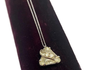 Eisenberg Ice Swarovski Crystal & Rhinestone Vintage Pendant Necklace on a Silver Chain, Gift for Her