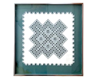 Norwegian Hardanger Embroidery, Vintage Framed Needle Art
