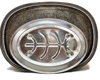 Silverplate Meat Platter, Vintage Signed William A. Rogers Oval Silver Plate Serving Tray, Mid-Century