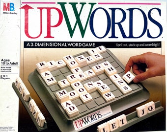 Upwords: A 3-Dimensional Word Game, Vintage Milton Bradley Board Game, Family Fun, Parties