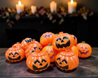 Vintage Halloween Decor: 19 Plastic Mini Jack O Lantern Pumpkin Ornaments