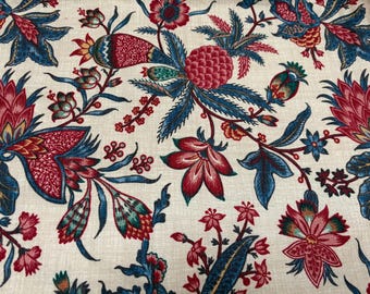 Vintage Valance Remnant: Baker's Indienne Linen Fabric 106" Long