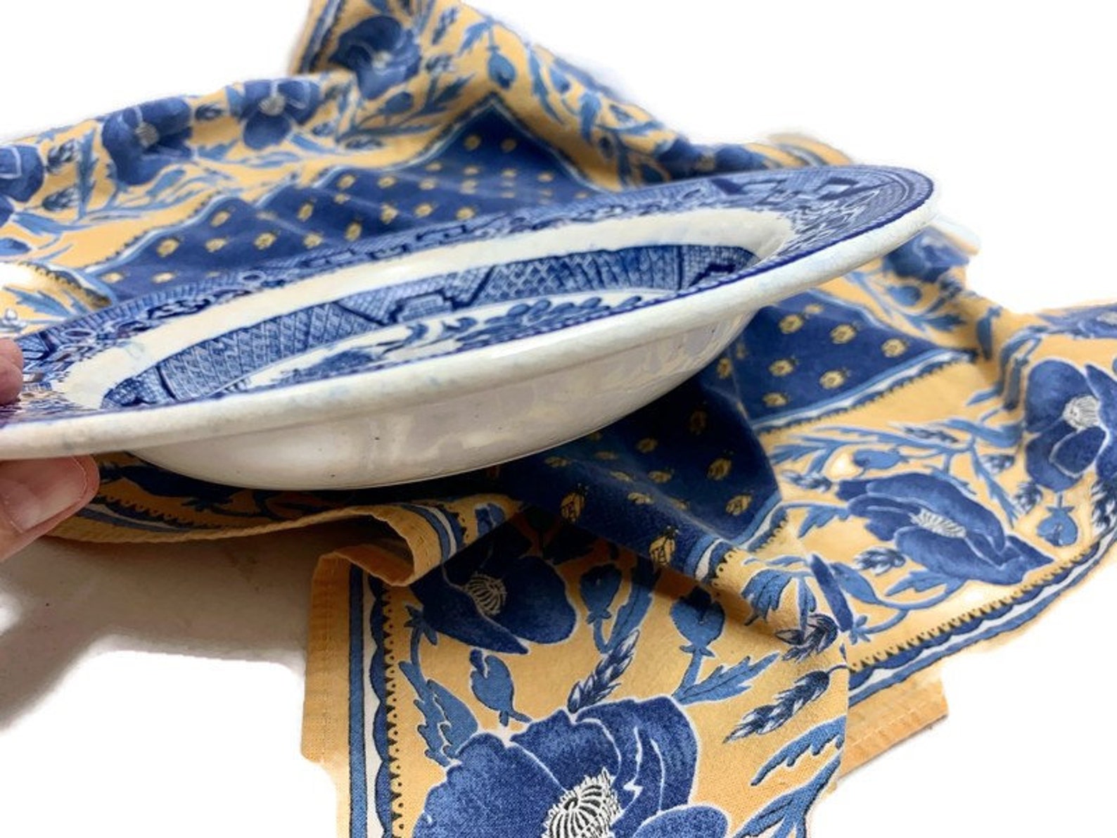 Blue Willow Pasta Bowls Antique Flow Blue Transferware Blue Etsy