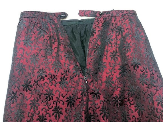Women's Silk Skirt in Wine Red with Black Floral … - image 2
