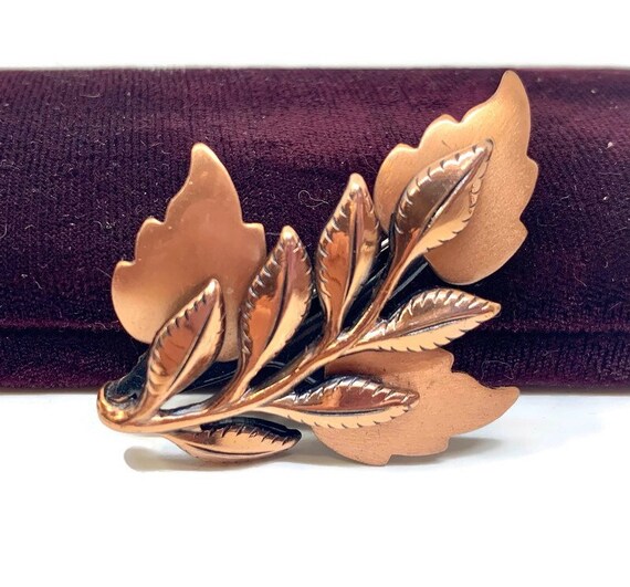 Vintage Renoir Copper Leaf Brooch and Earrings De… - image 5