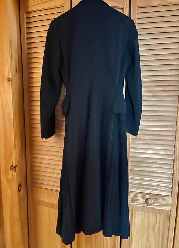 Black Maxi Dress/Coat with Pleated Skirt, Padded … - image 5