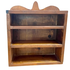 Solid Wood Cabinet with Shelves, Vintage Wooden Spice Rack, Desk or Wall Shelving Unit, Office Organizer, Display Cabinet