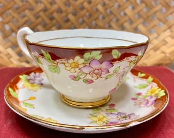 Stanley Teacup & Saucer, Vintage English Bone China, Hand Painted Coffee or Tea Cup, Made in England