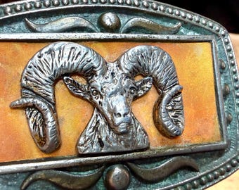 Rams Head Belt Buckle, Vintage CII New York