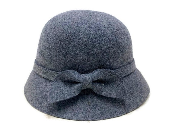 Gray Wool Felt Cloche, Vintage Bucket Hat - image 7