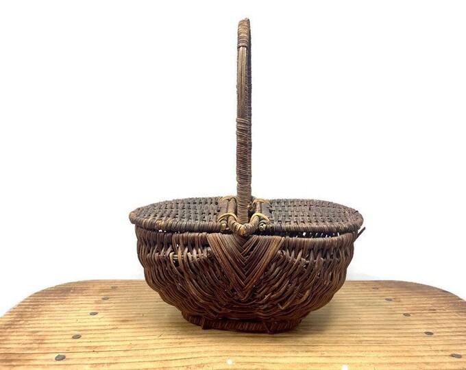 Miniature Picnic Basket Vintage Handmade Gathering Basket Etsy