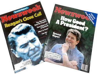 Ronald Reagan, Set of 2 Newsweek April 1981 and August 1984, “Reagan’s Close Call” & “How Good A President?” with Cigarette Ads and Others