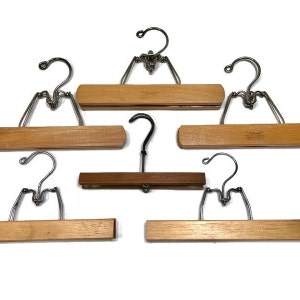 Brown Large Natural Wood Suit Hanger with Chrome Hook and Locking