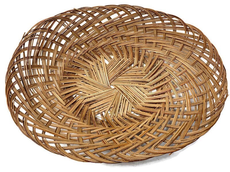 Large Wicker Bowl Vintage 16 Oval Woven Rattan Fruit Etsy