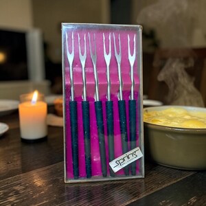 Vintage Fondue Forks Made in Switzerland: Set of 6 in Original Box