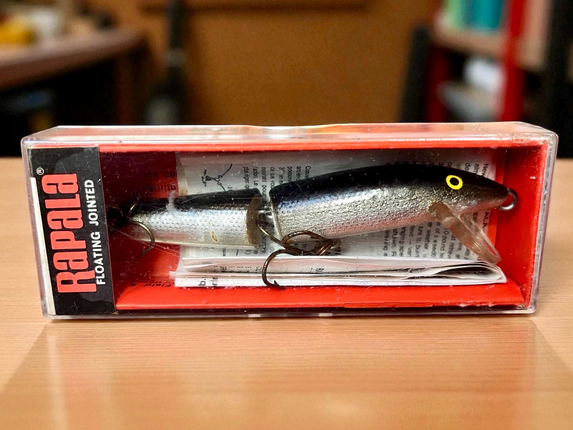 Leurre De Pêche Articulé Vintage RAPALA FINLAND J-9 - Flottant - Rare Boîte Et Papiers