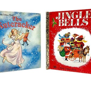 The Nutcracker & Jingle Bells, Set of 2 Vintage Little Golden Books, Children&#39;s Book Classics, Christmas Stories