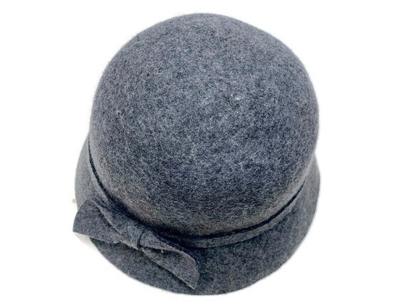 Gray Wool Felt Cloche, Vintage Bucket Hat - image 8