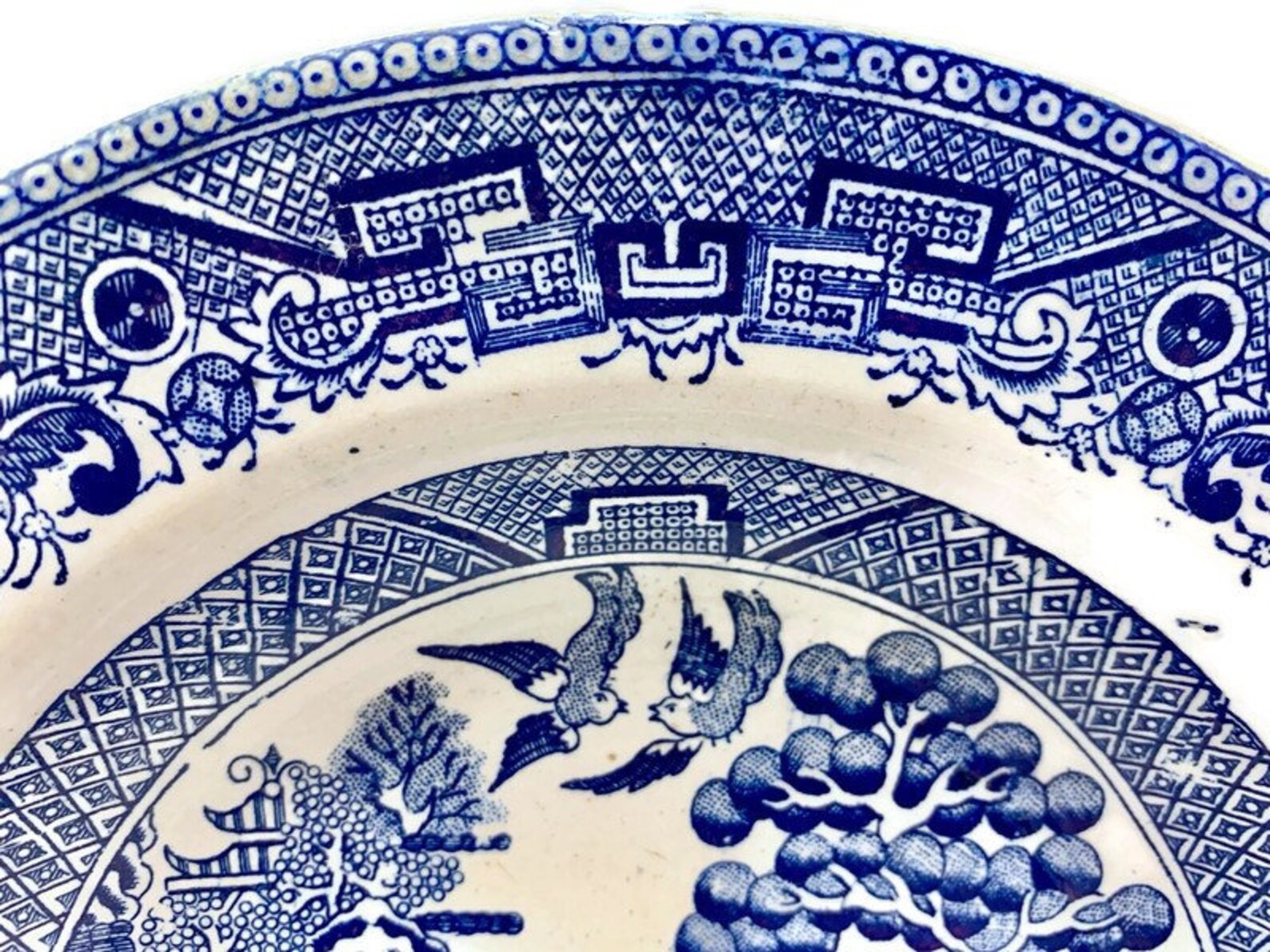 Blue Willow Pasta Bowls Antique Flow Blue Transferware Blue Etsy