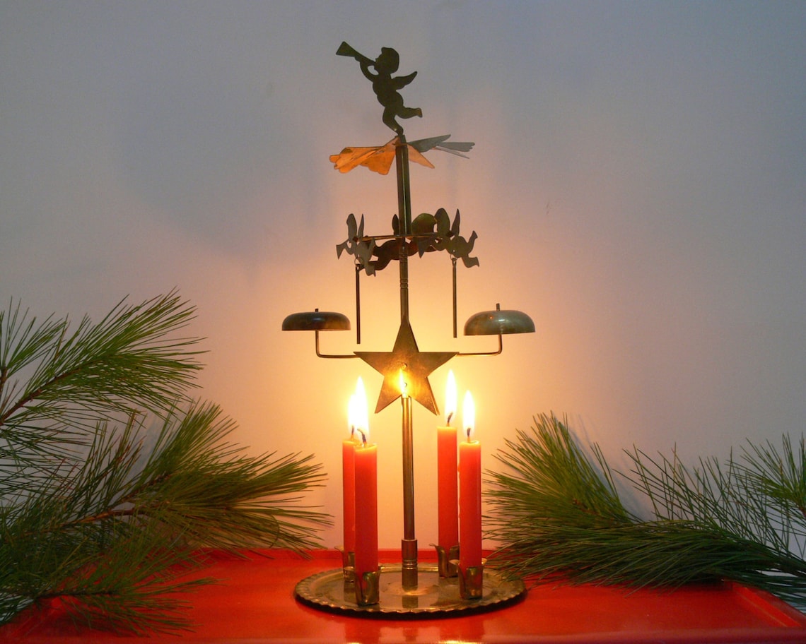 Vintage Swedish Angel Chimes with Candles Brass Christmas Etsy
