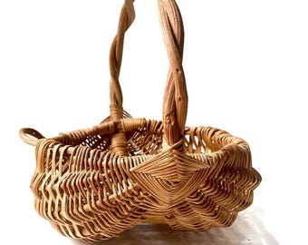 ヴィンテージのブドウのつる編みバスケット：ゴッズ・アイ