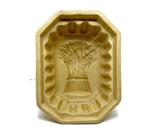 Antique Yellow Ware Mold: 19th Century Wheat Sheaf Pottery