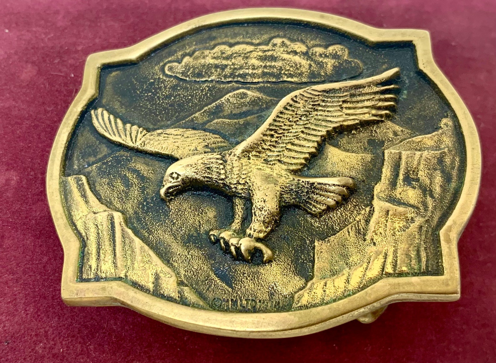 American Eagle Belt Buckle. Vintage Solid Brass Designed &amp; - Etsy