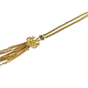 Gold Tassel Necklace, Vintage 1970s Multi-strand Chain Necklace image 8