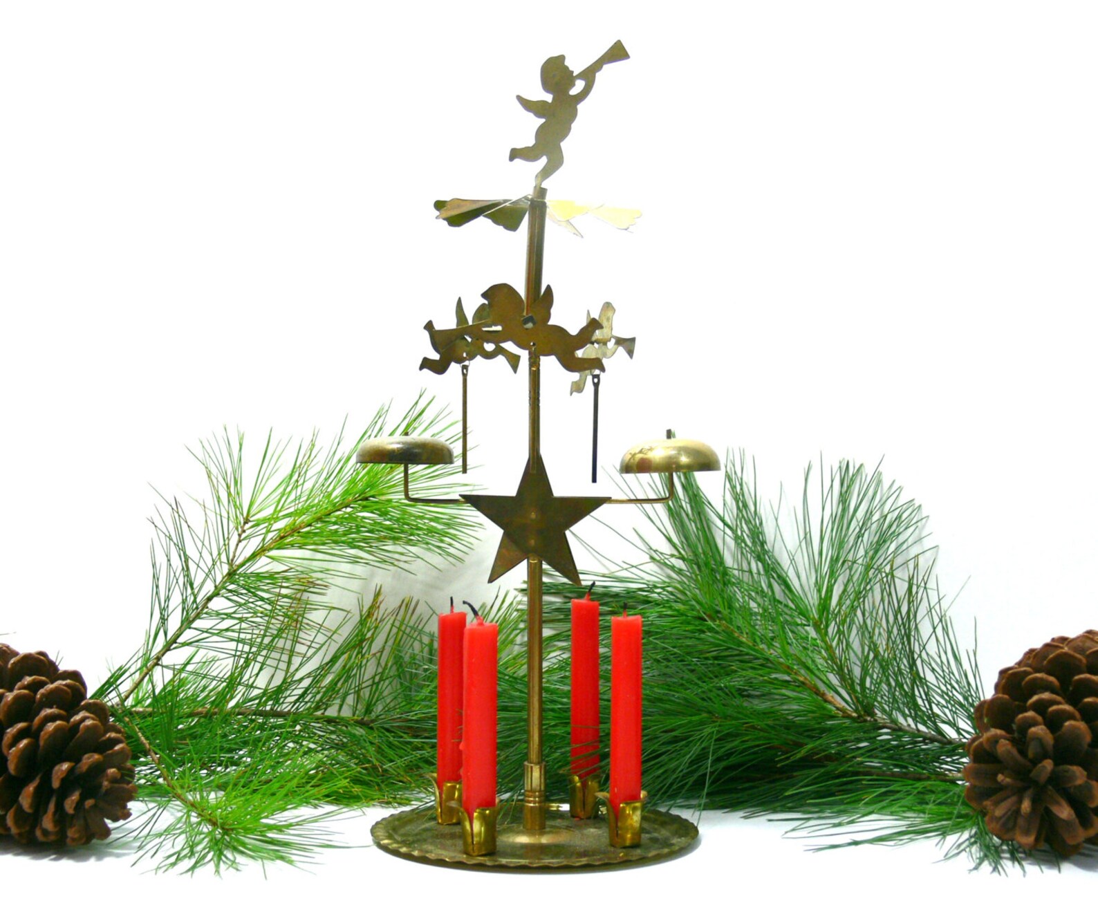 Vintage Swedish Angel Chimes with Candles Brass Christmas Etsy