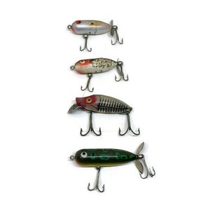 collecting heddon fishing lures Heddon Fishing Lure Collection of 4, Vintage Tiny Torpedo, Baby Torpedo,  River Runt Spook Sinker, Collectible Fisherman Gift