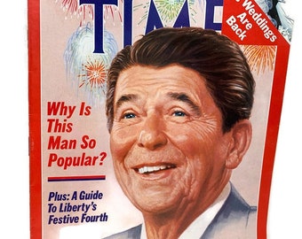 Time Magazine, Ronald Reagan “Why is This Man So Popular?” July 7, 1986, with Vintage Advertising, Like New