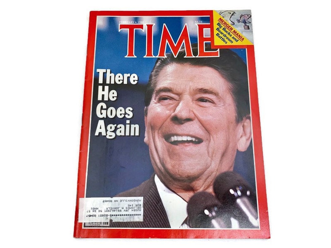 Time Magazine on President Reagan there He Goes Again. - Etsy